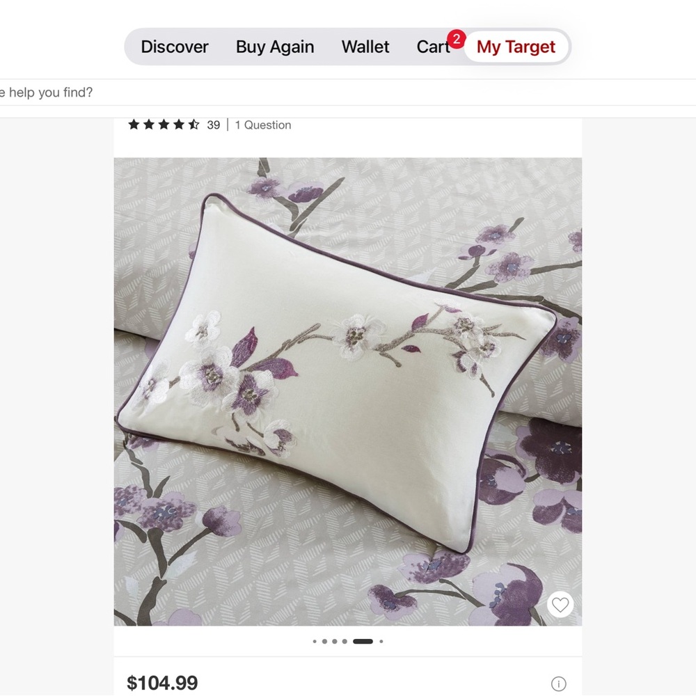 Madison Park Purple and Cream Floral Comforter Set Queen 8 piece set - Picture 5 of 10
